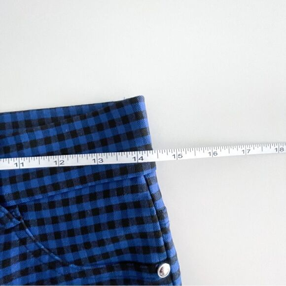 Zara Gingham Plaid Leggings Hi-Rise Blue Black Buffalo Check Women's M Stretchy - Picture 6 of 11